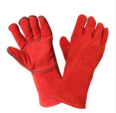 Red welding gloves standard duty
